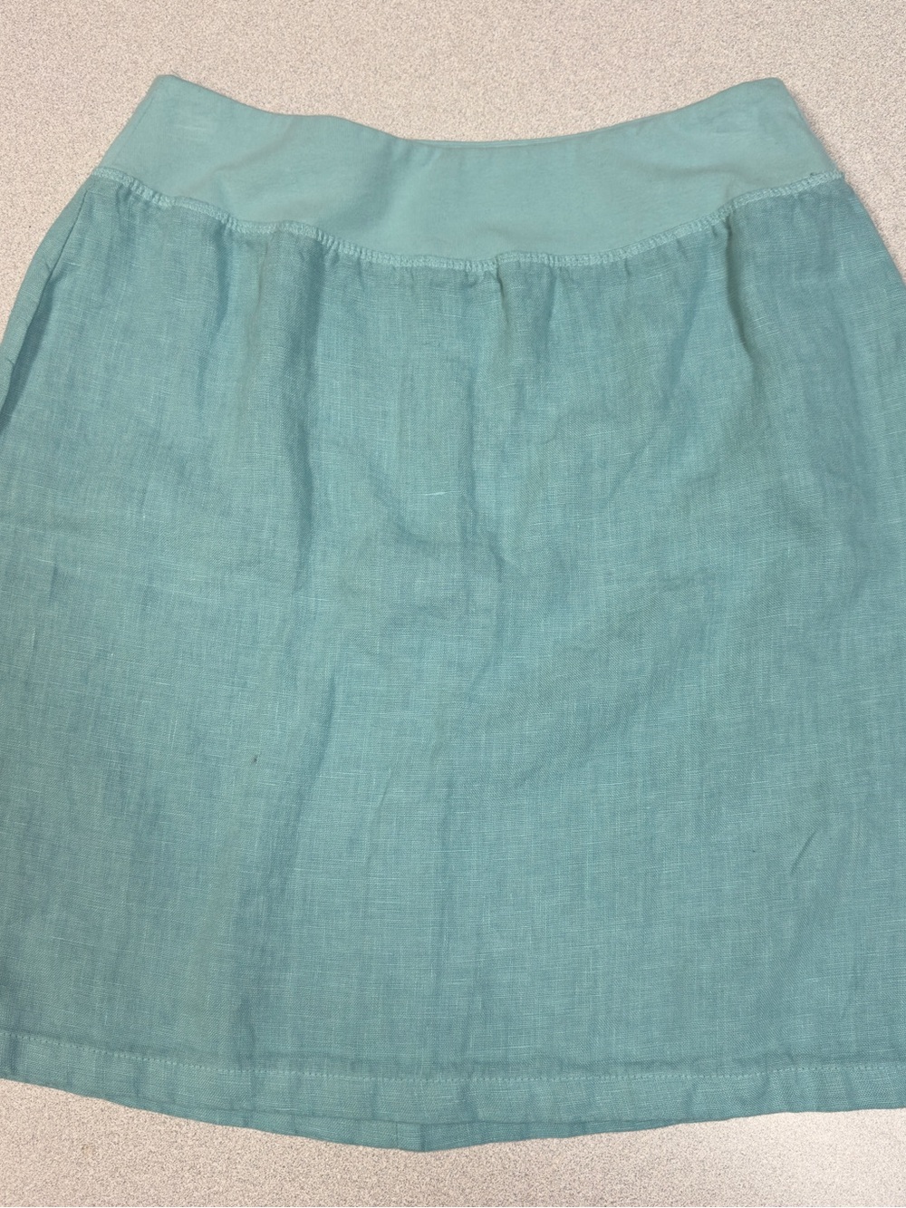 Becasa XS 100%‎ Linen Aqua Blue Pull-On Skirt Made in USA
